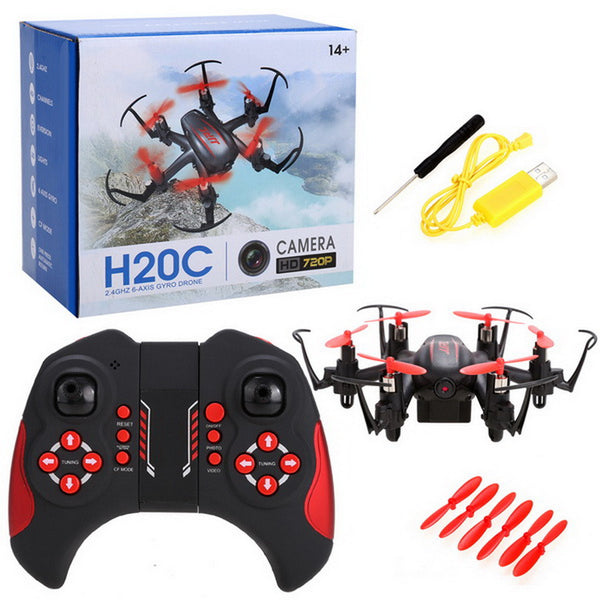 JJRC H20C Mini Nano Drone 2.4G 4Channel 6Axis Gyro RC Hexacopter Micro Protable Helicopter 2MP Camera Lights Eversion Red RTF